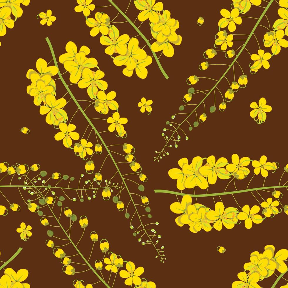 Cassia Fistula - Golden Shower Flower on Brown Background vector