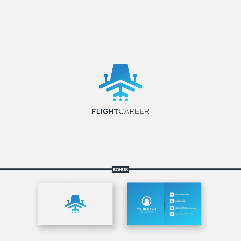 Flight and careers logo with simple managertee chair logo vector