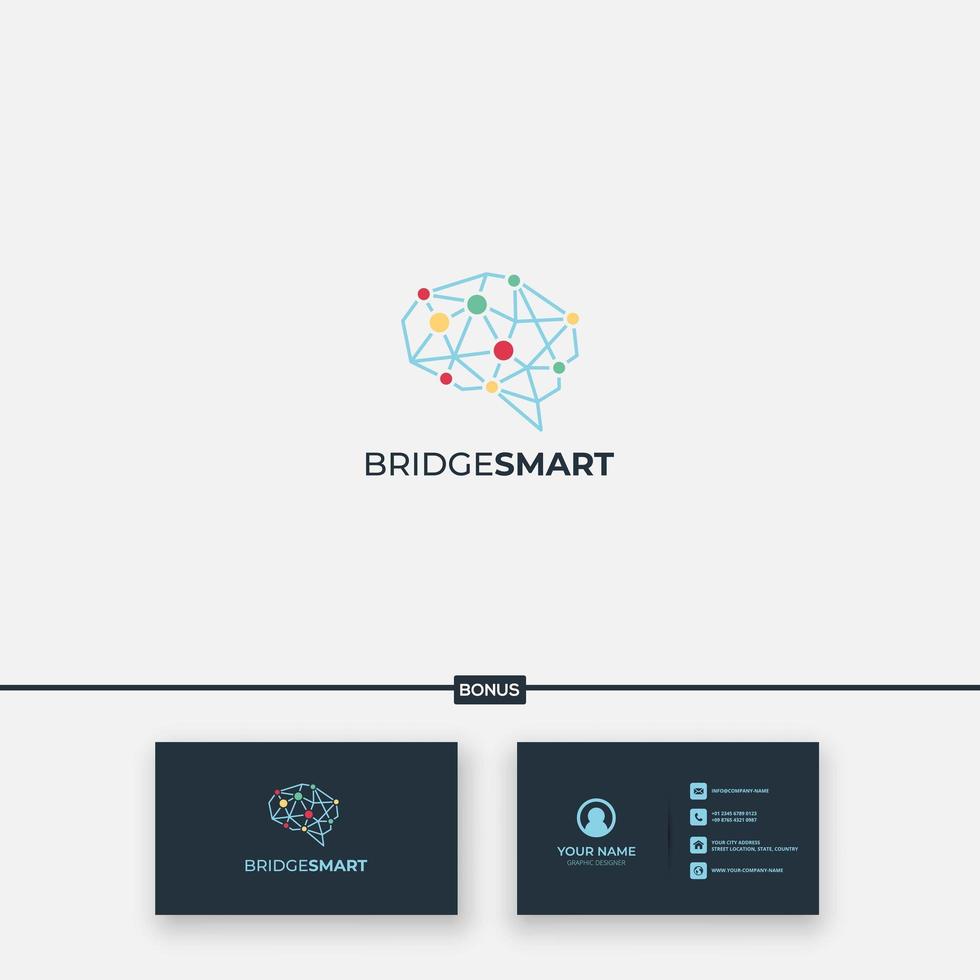 connection brain and smart logo simple network vector