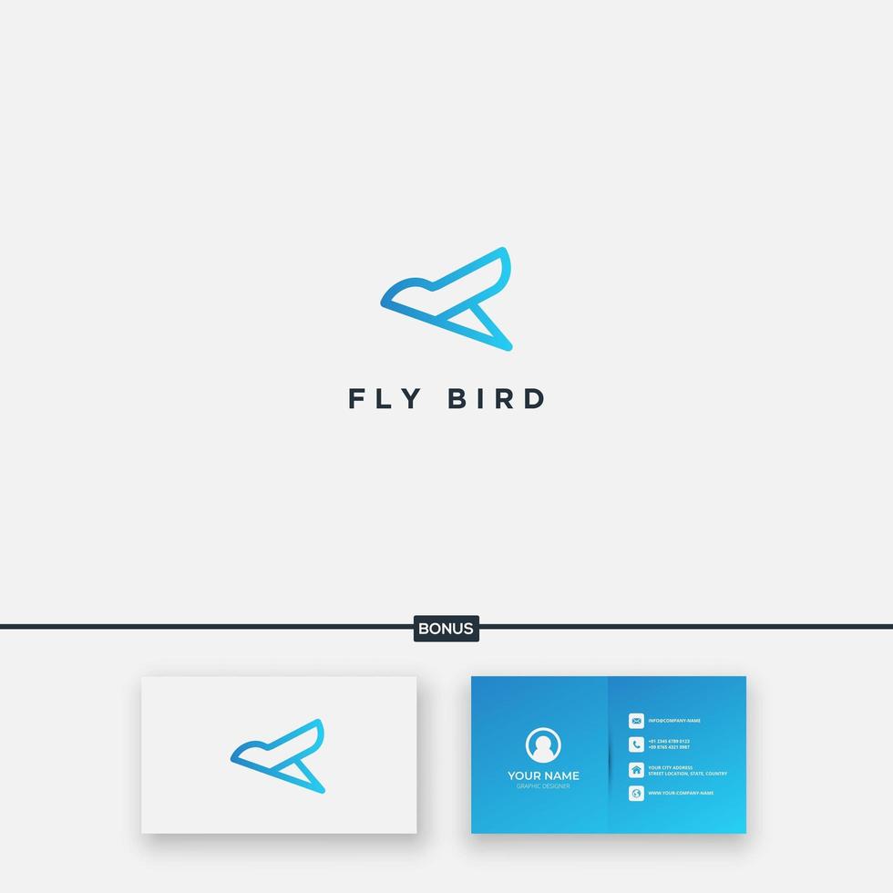simple bird flying logo line art modern vector