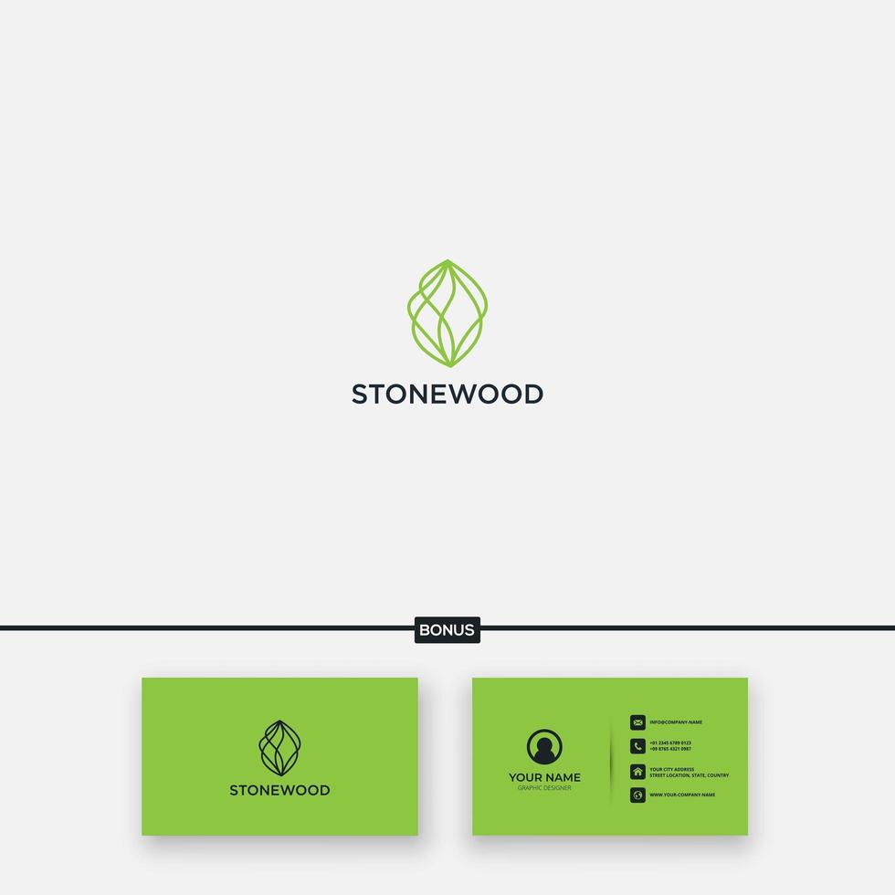 abstract line stone and root logo vector