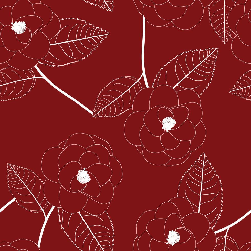 White Camellia Flower on Red Background vector