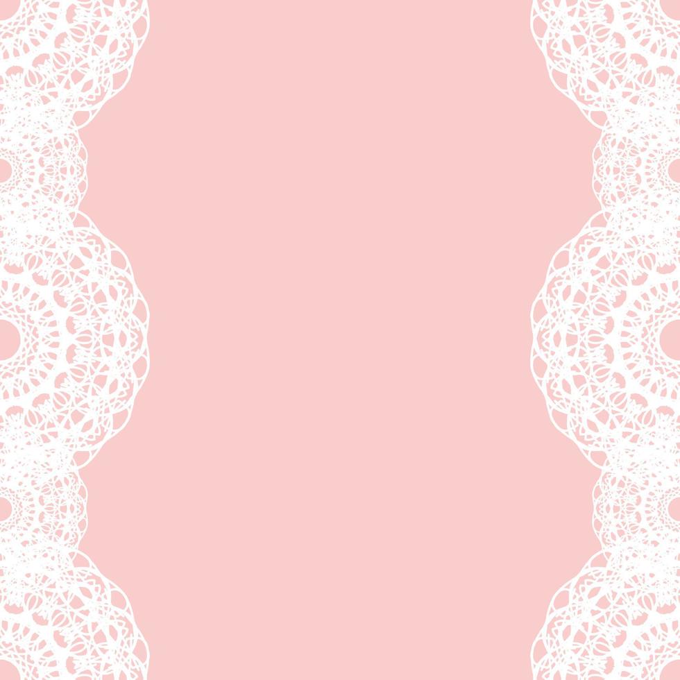 White Round Lace Border on Pink Background vector