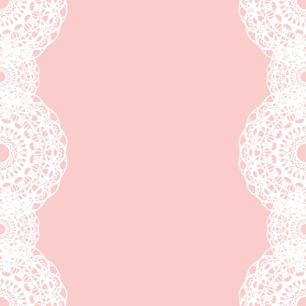 White Round Lace Border on Pink Background vector