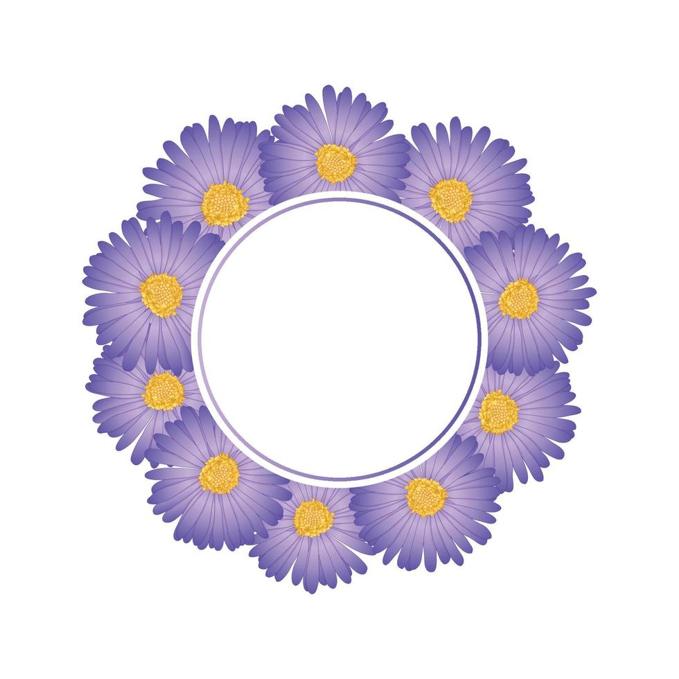 Purple Aster, Daisy Flower Banner Wreath vector