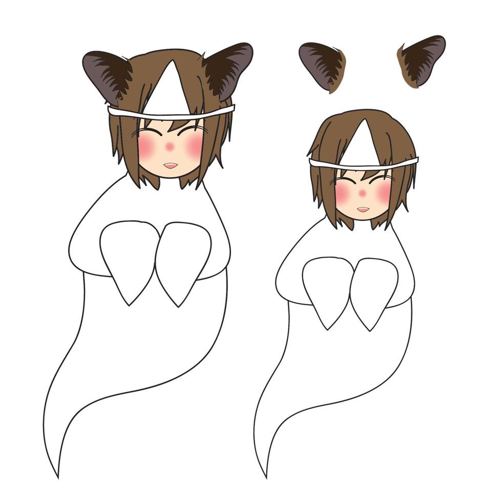 Cat Ears Girl Ghost Smiling vector