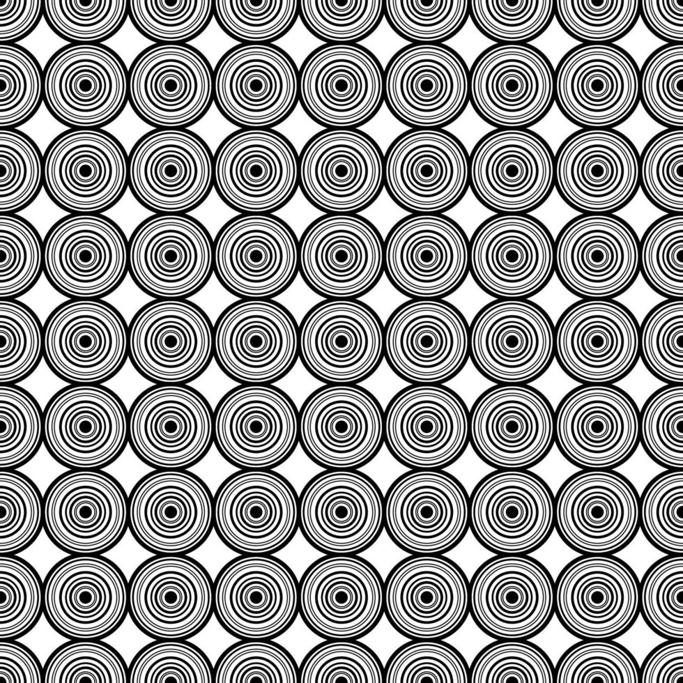 Black Circle Mirage Seamless on White Background. Vector Illustration