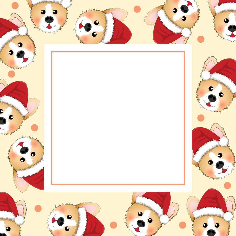 Corgi Santa Claus on Beige Ivory Banner Card vector