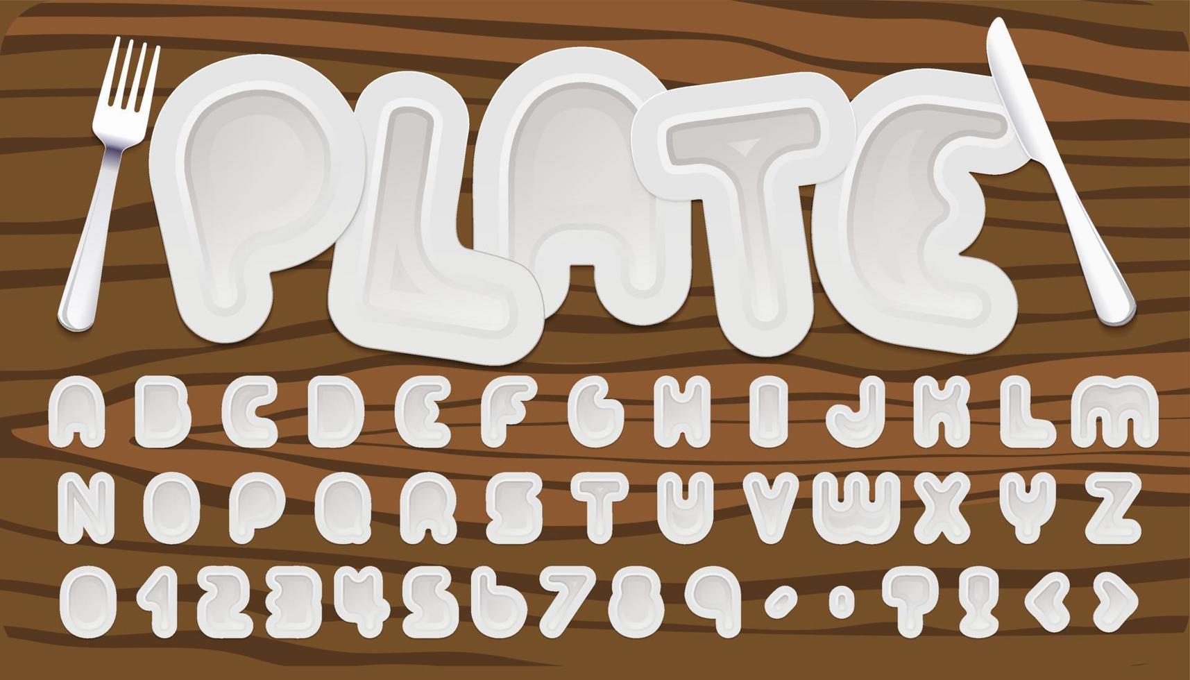 estilos de fuente de placa blanca. conjunto de letras del alfabeto, números y símbolos. vector