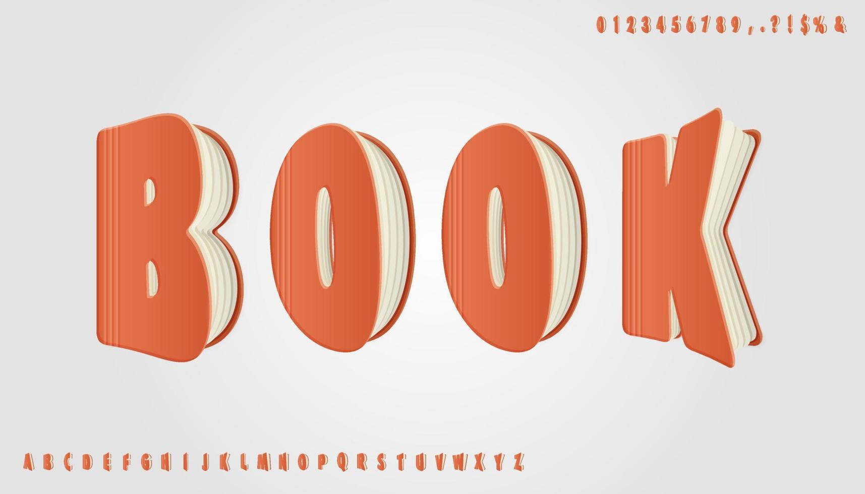 Book style font design, alphabet letters and numbers. vector