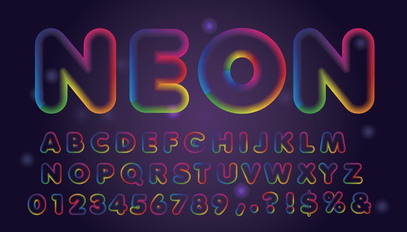Neon style font design, alphabet letters and numbers, Eps10 vector. vector