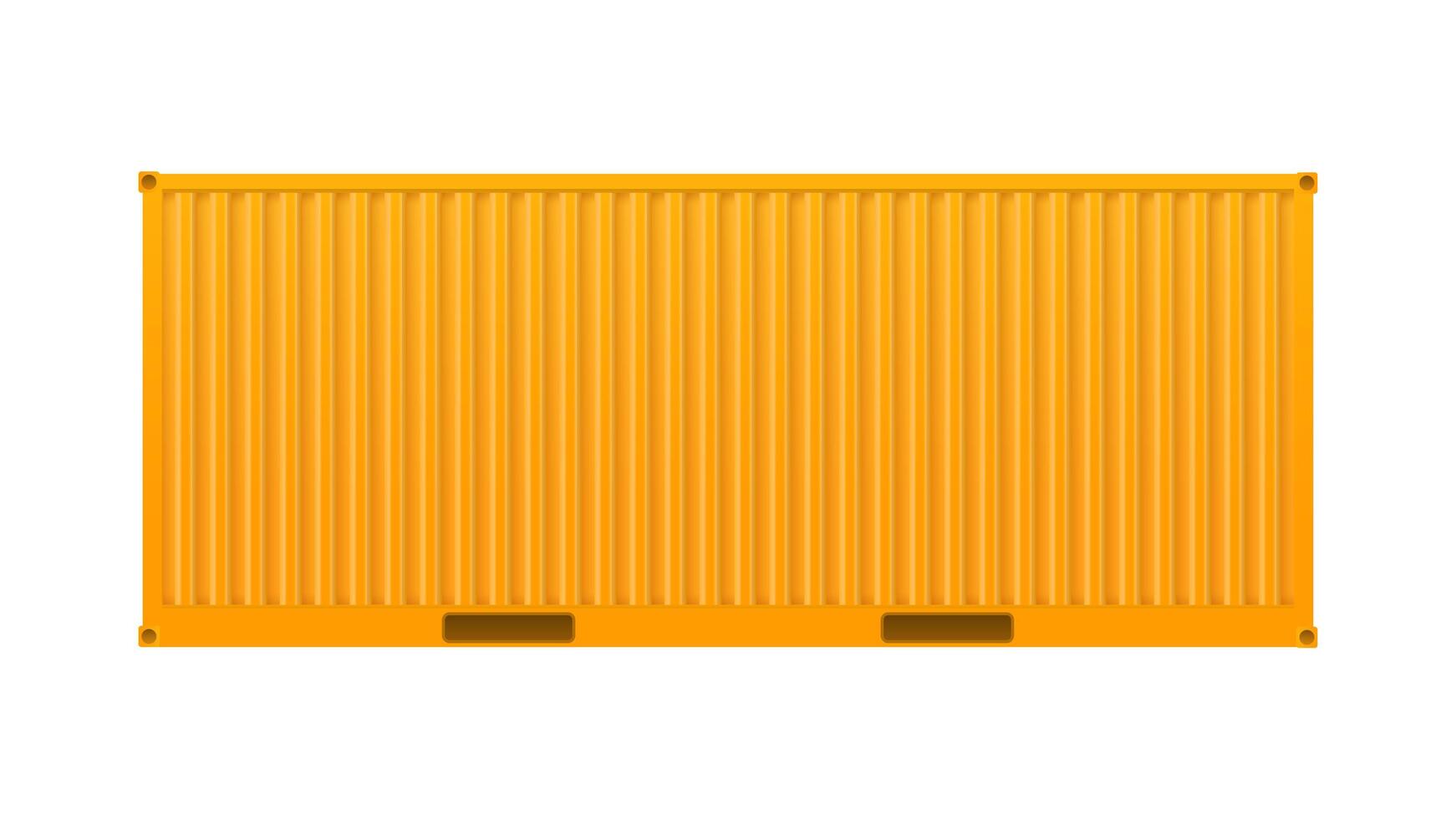 Yellow freight container. Large container for ship isolated on a white background. . vector