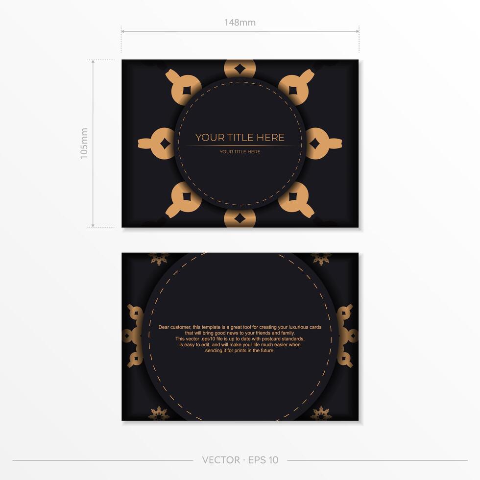 Luxurious postcard design with abstract vintage mandala ornament. Can be used as background and wallpaper. Elegant and classic vector elements ready for print and typography.