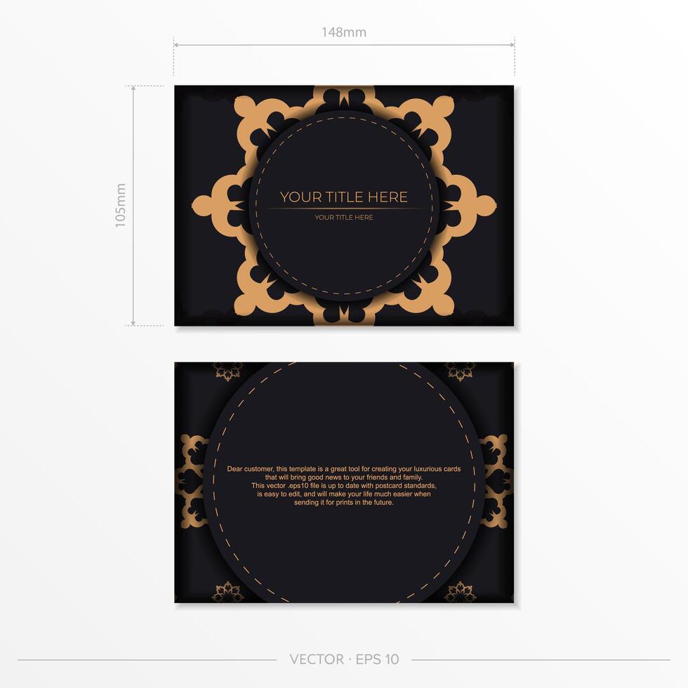 Dark postcard design with vintage Indian ornaments. vector