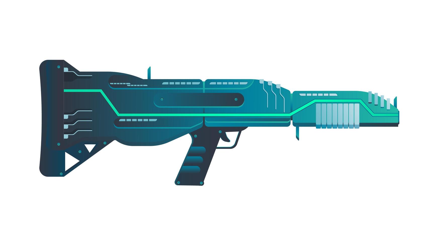 Futuristic weapons. Fantastic assault rifle vector illustration. Heavy assault rifle. Isolated. Vector.