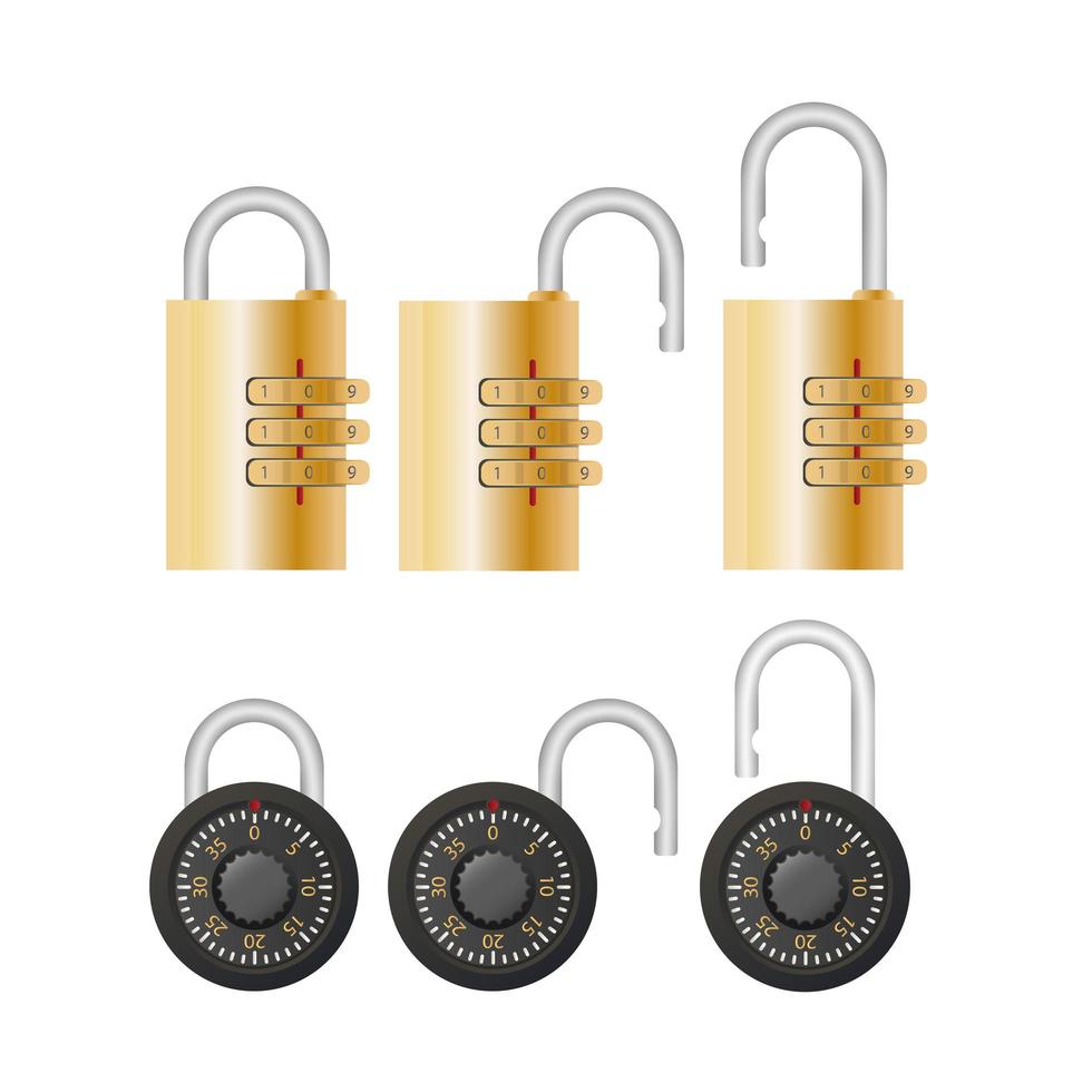 Padlock with code. Padlock for doors, safes and suitcases. Flat style. Vector. vector