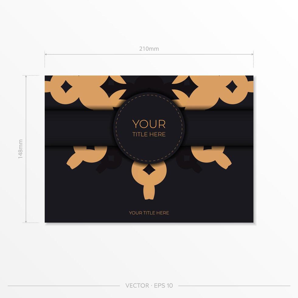 A black and gold business card with a black ribbon vector