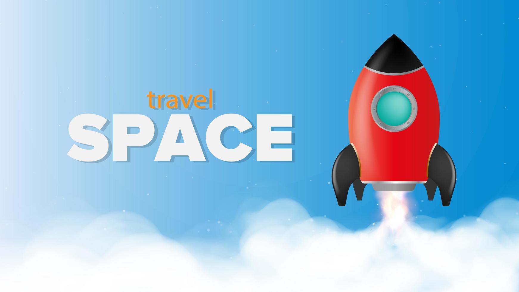 Space for travel. Blue banner on the theme of space flight. Space shuttle. The booster goes on take off. Vector. vector