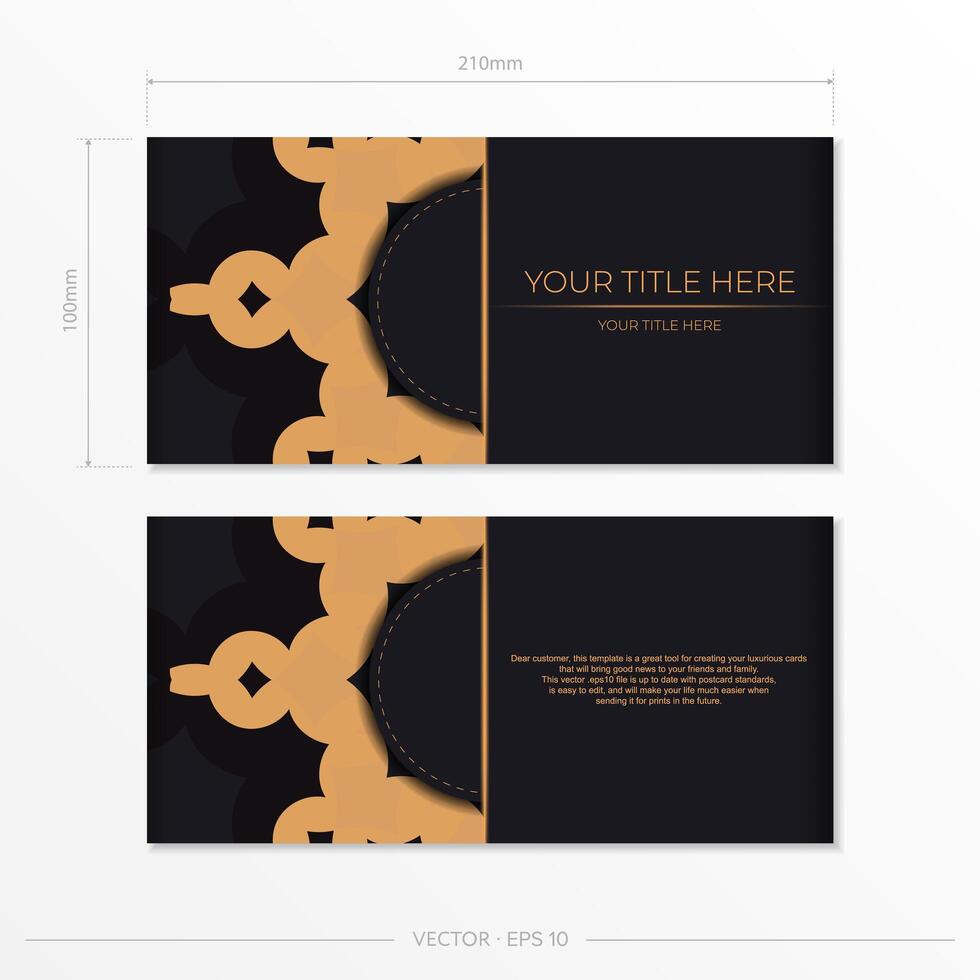 Luxurious postcard design with abstract vintage mandala ornament. Can be used as background and wallpaper. Elegant and classic vector elements ready for print and typography.