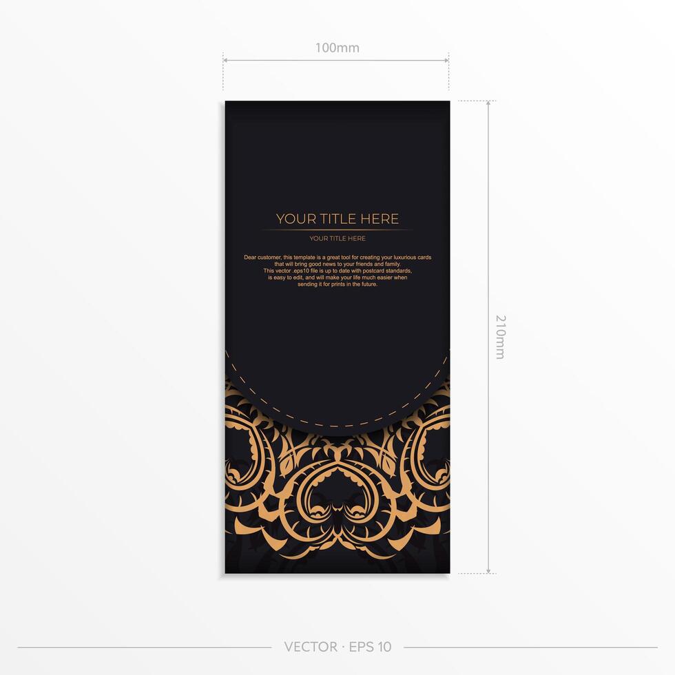 Black and gold card template with ornate design vector