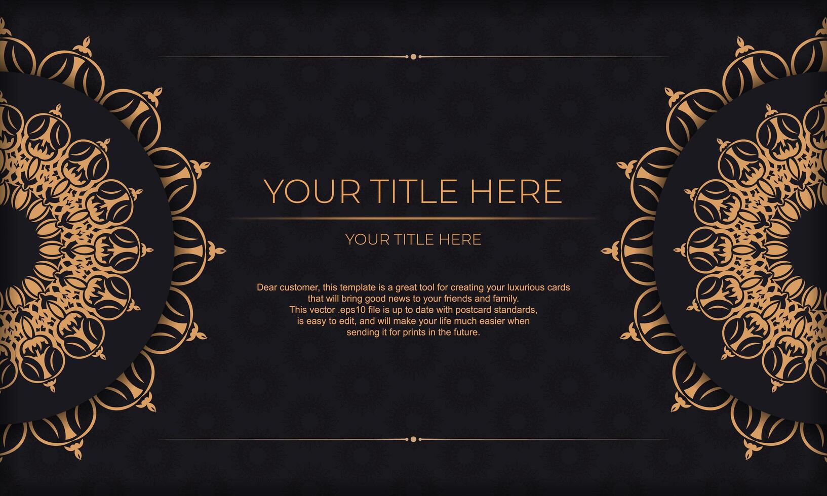 Black banner with luxury ornaments and place under the text. Template for print design invitation card with vintage ornament. vector