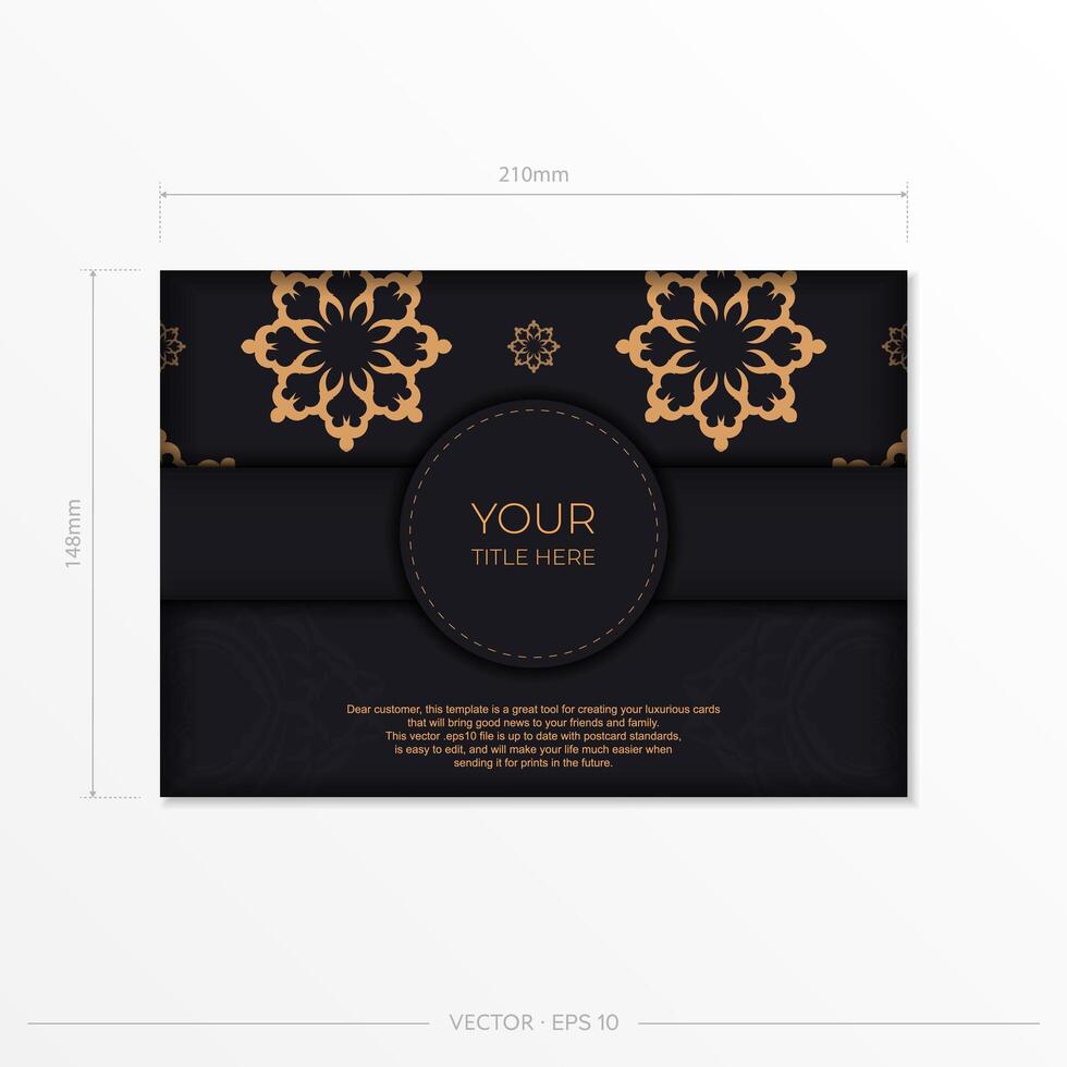 Dark invitation card design with vintage Indian ornament. Elegant and classic vector elements ready for print and typography.