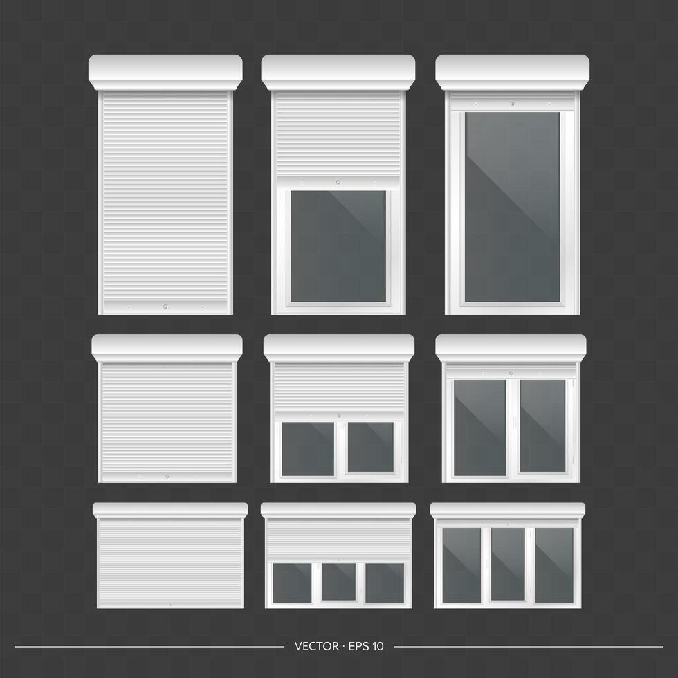 Roller shutter on the euro window. Realistic euro window with roller shutters . vector