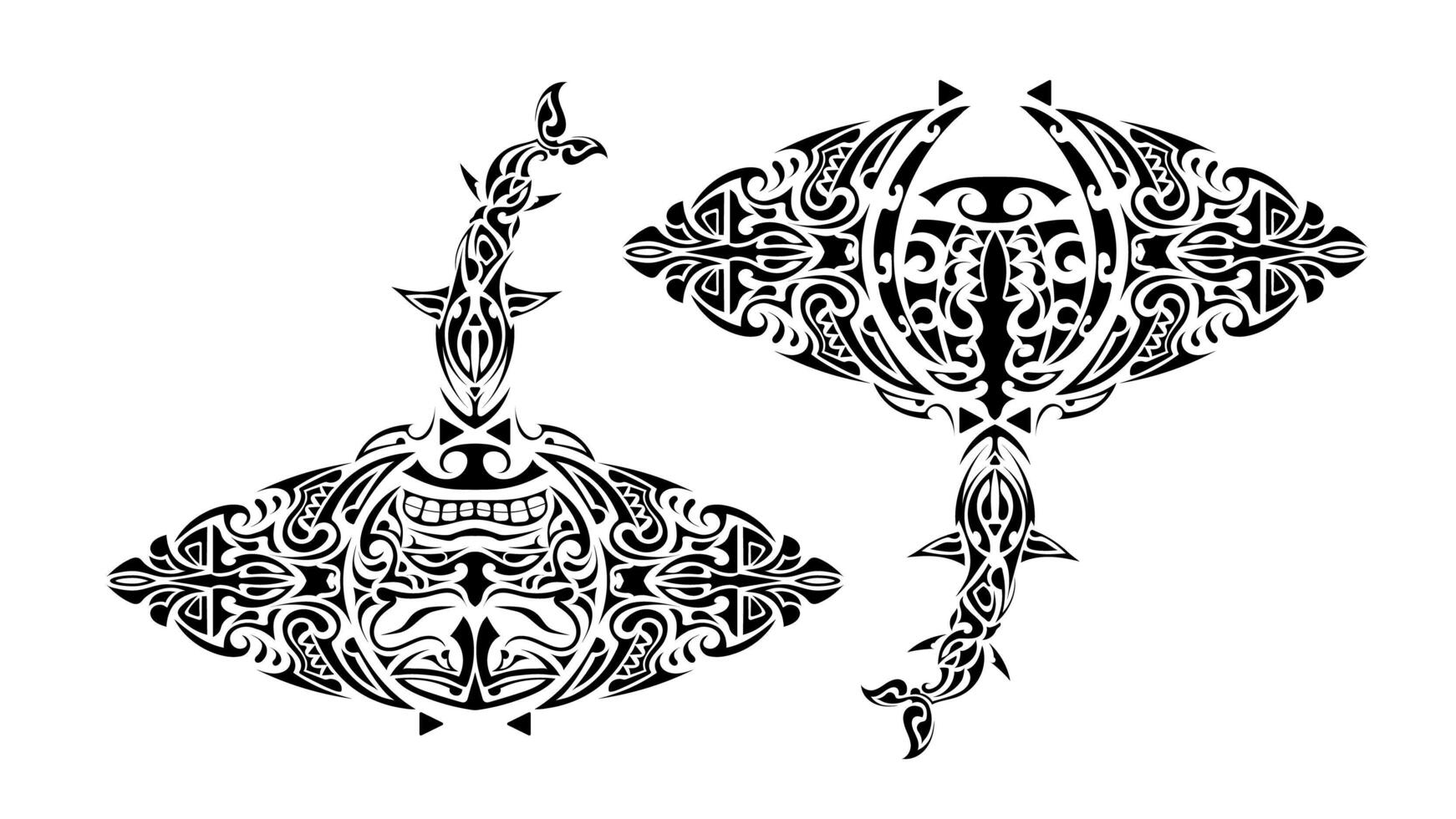 mantarraya estilo polinesio. tatuaje de mantarraya en estilo polinesia. bueno para tatuajes, estampados y camisetas. aislado. vector. vector