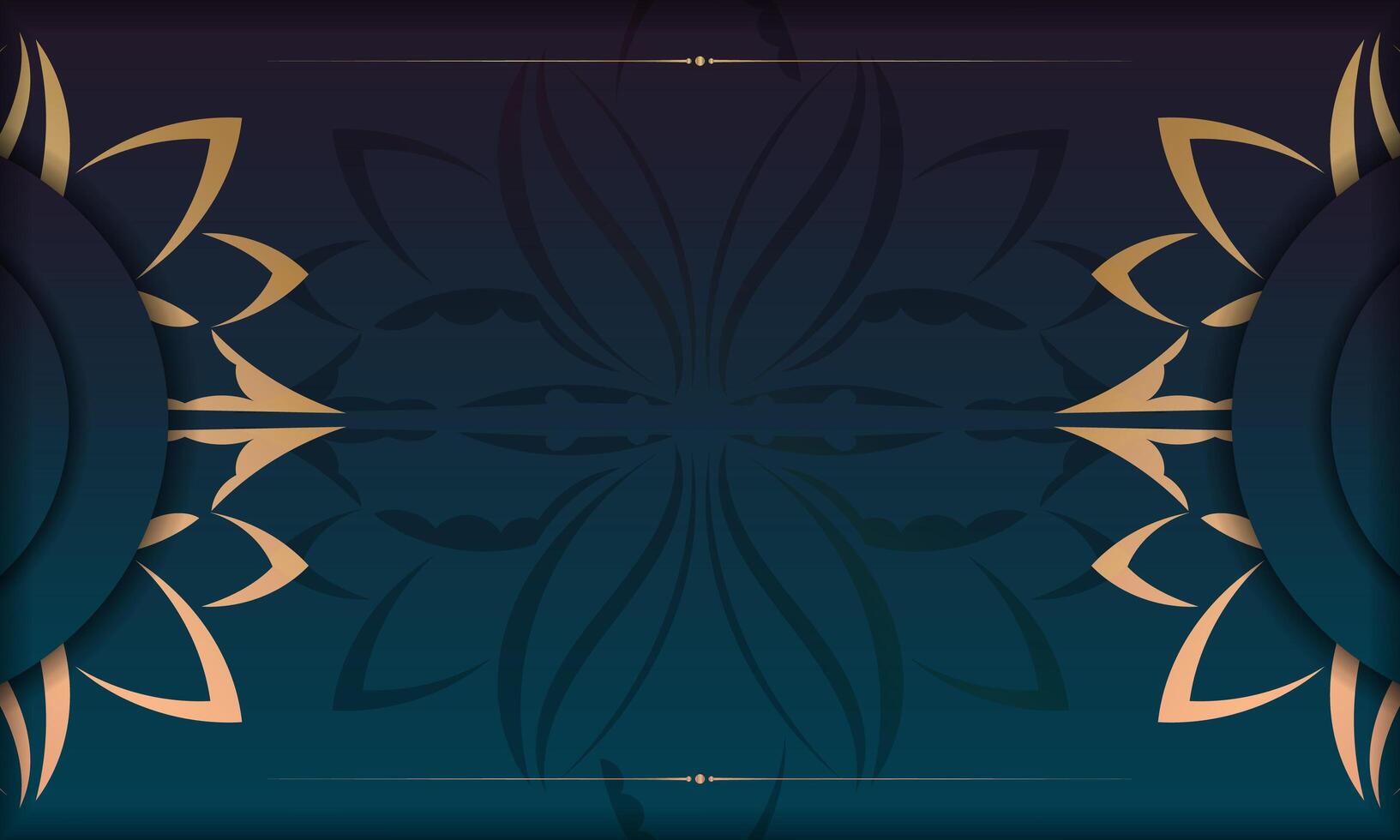 A dark blue background with gold and black flowers vector