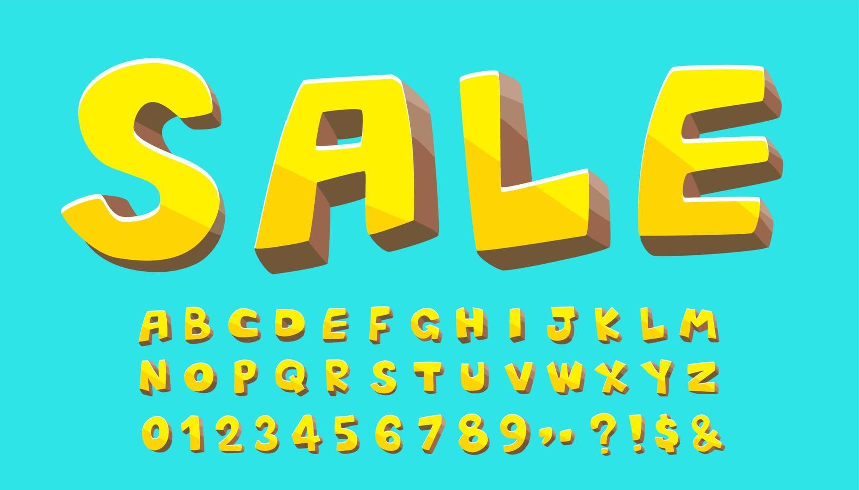 3D Cartoon Comic Font Alphabet. vector