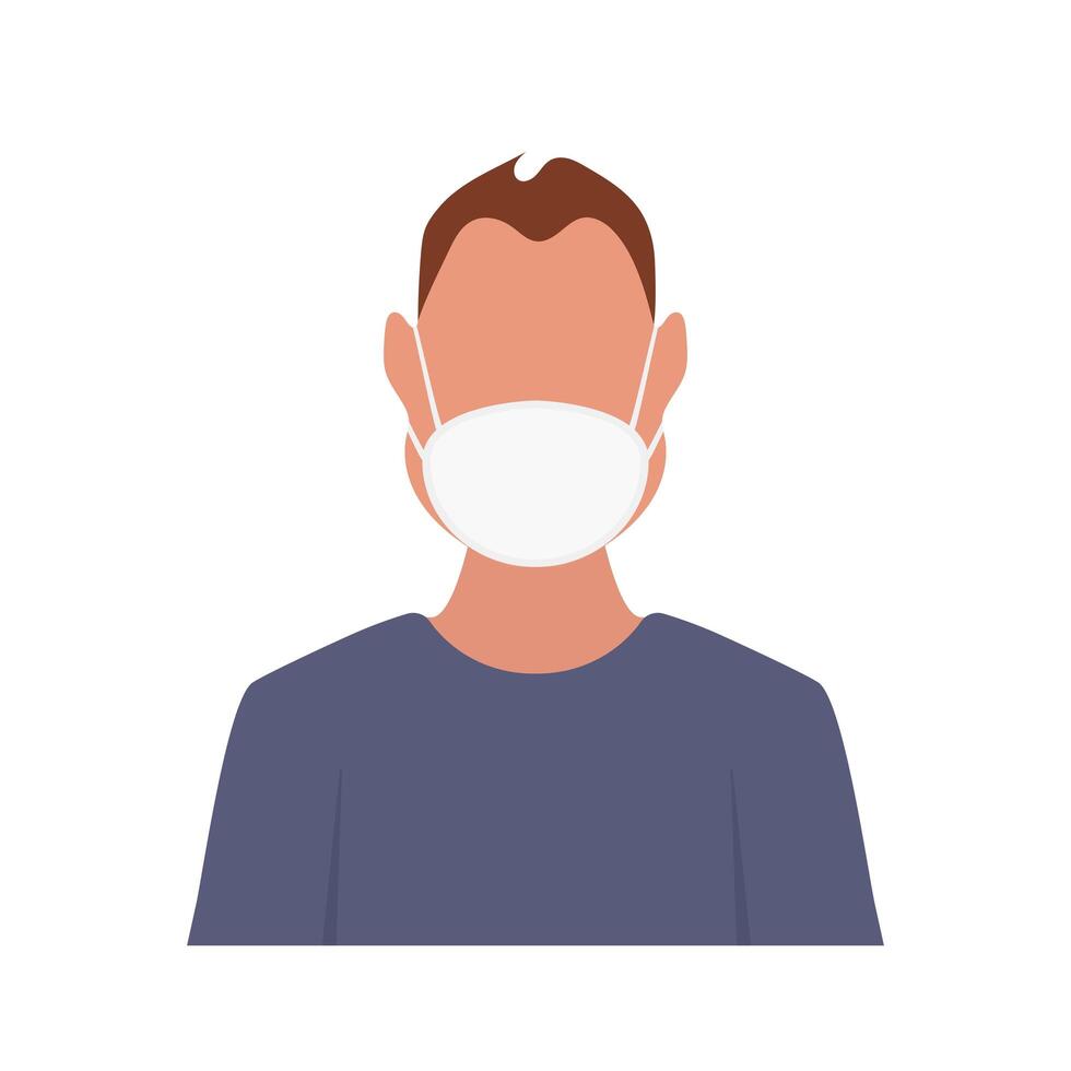 Man wearing a surgical mask on a white background vector
