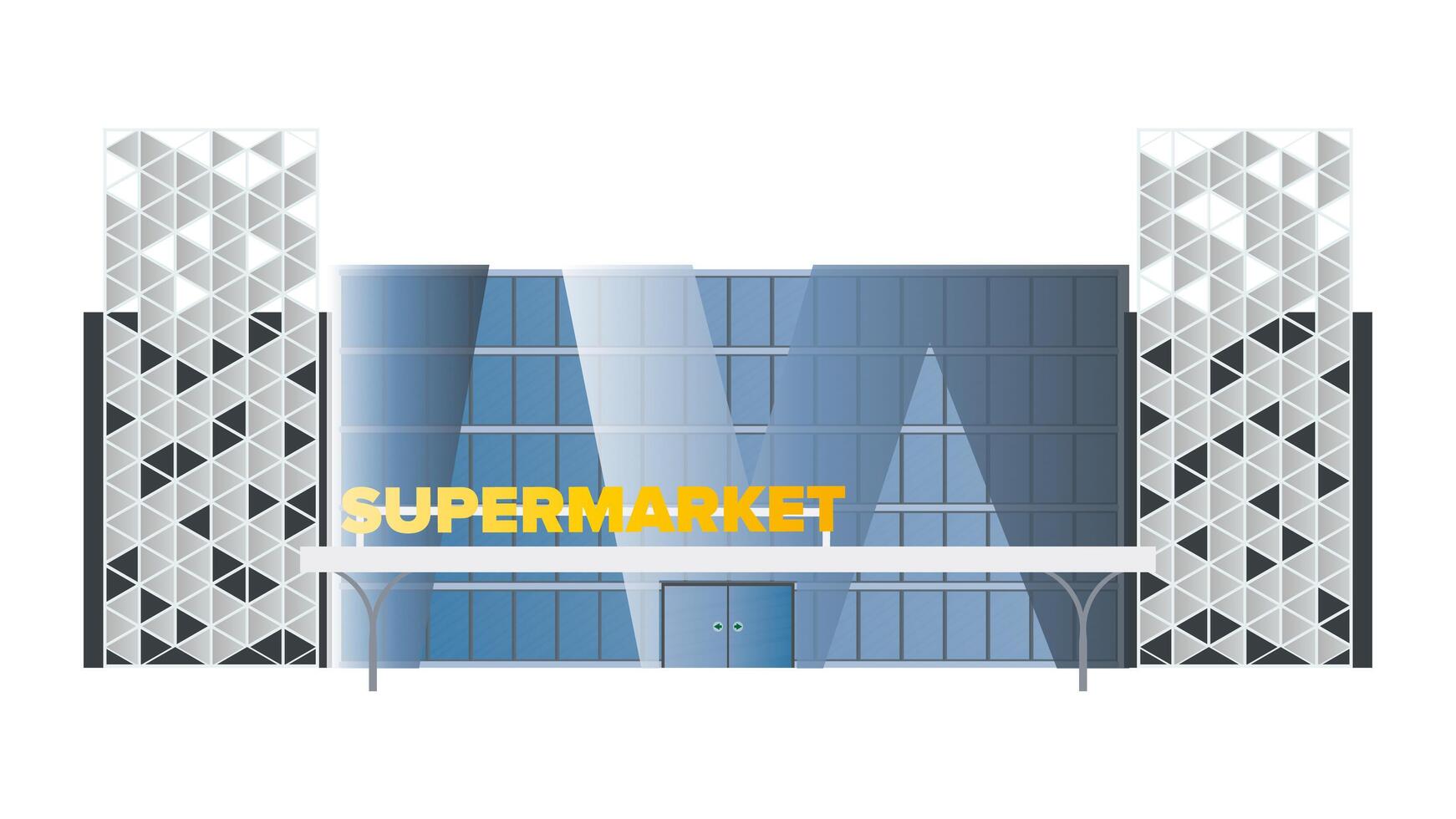 Large modern supermarket isolated on a white background. Stylish supermarket vector. vector