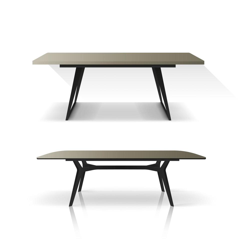 mesa estilo loft aislada sobre fondo blanco. una mesa con una superficie de madera y un marco de metal negro. vector. vector