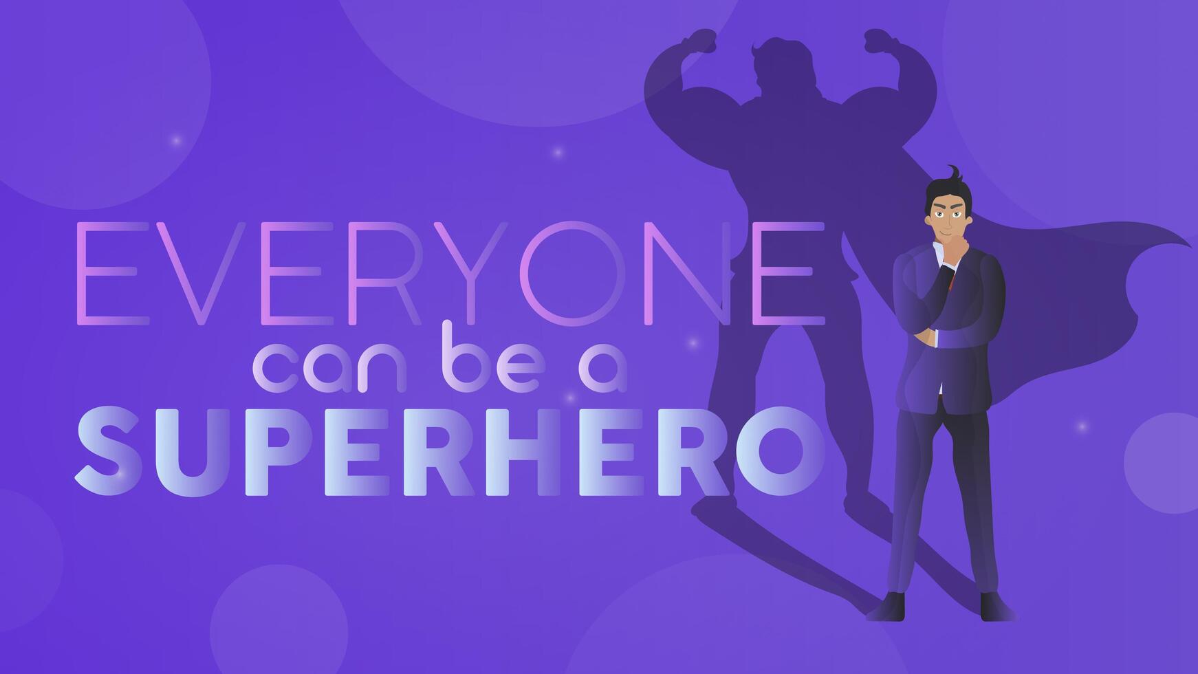 Everyone can be a superhero. Businessman with superhero shadow. . vector