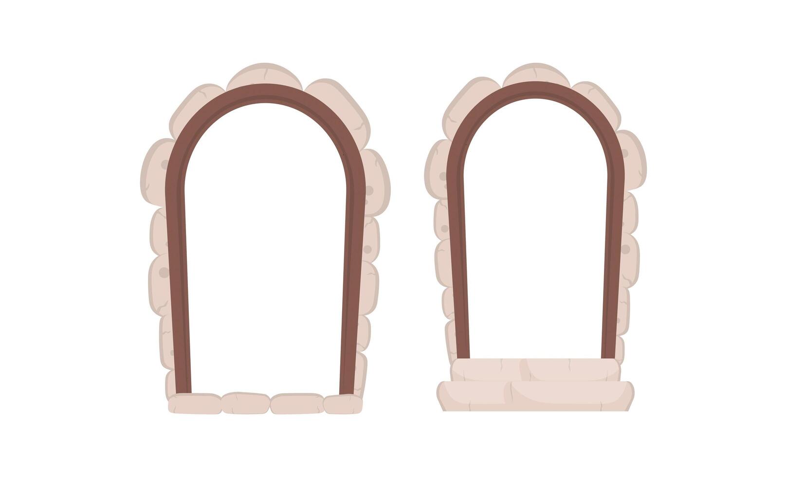 arco de piedra aislado sobre fondo blanco. elementos para el diseño de juegos o casas. vector. vector