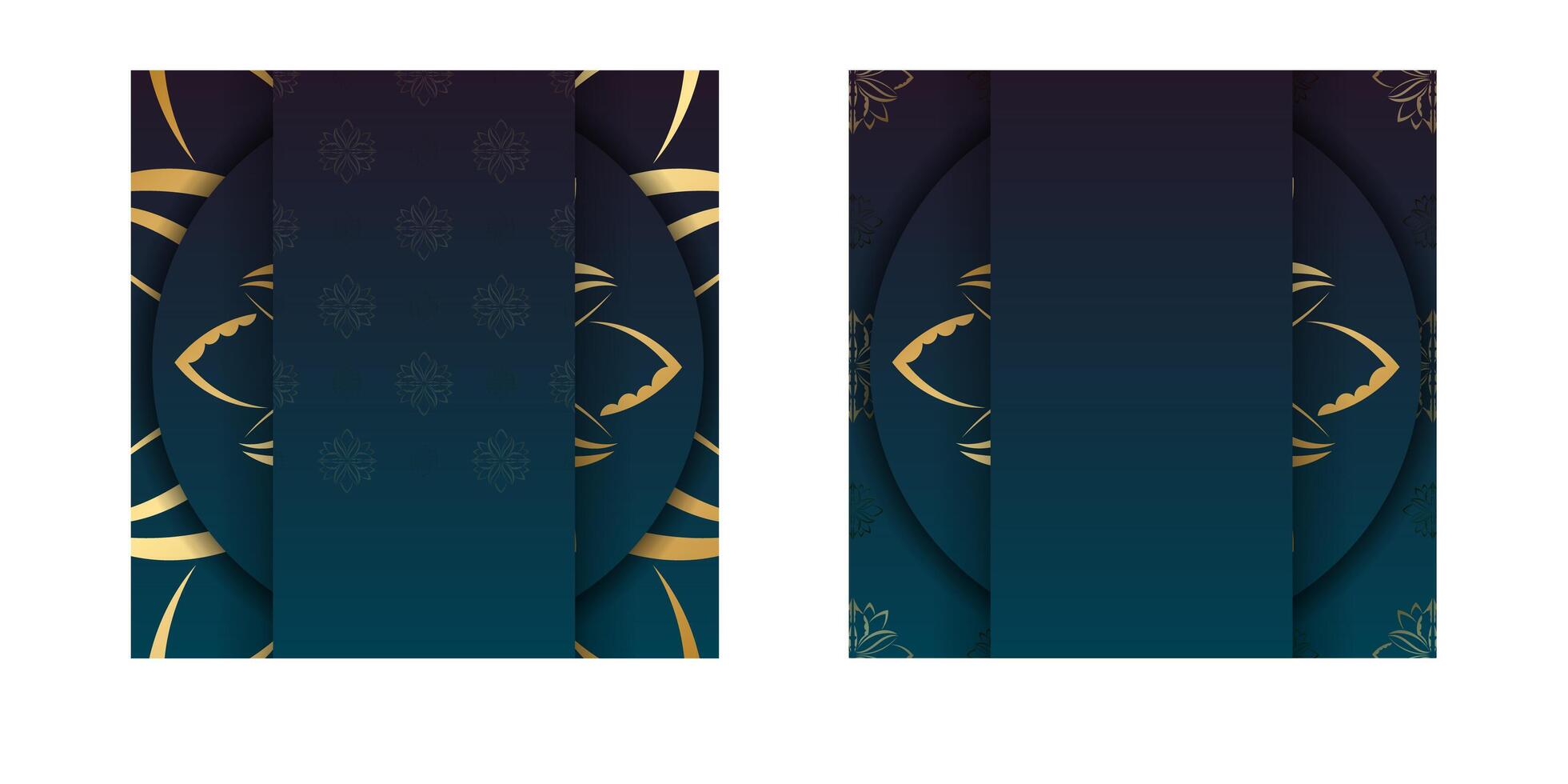 Template Congratulatory Flyer with a gradient of blue color with luxurious gold ornaments for your design. vector