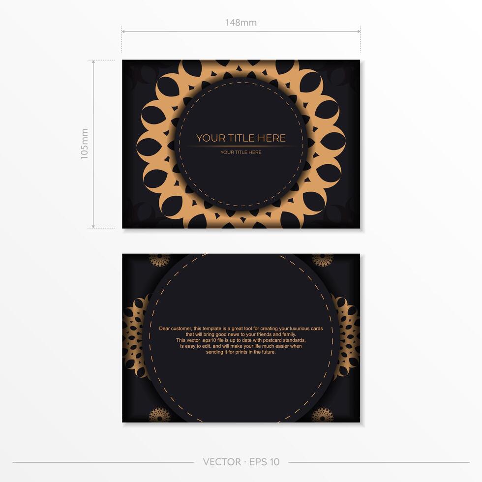 Dark postcard design with abstract vintage mandala ornament. Can be used as background and wallpaper. vector