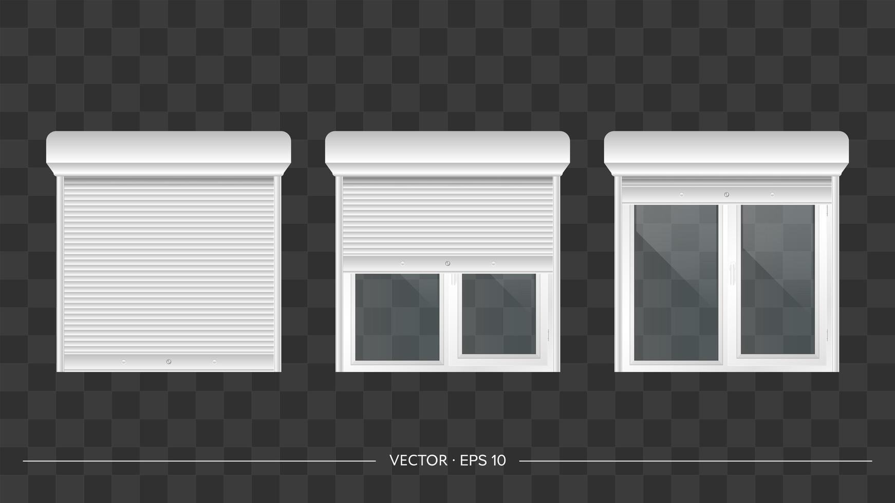 Open roller shutter on the euro window. Realistic euro window with roller shutters vector. vector