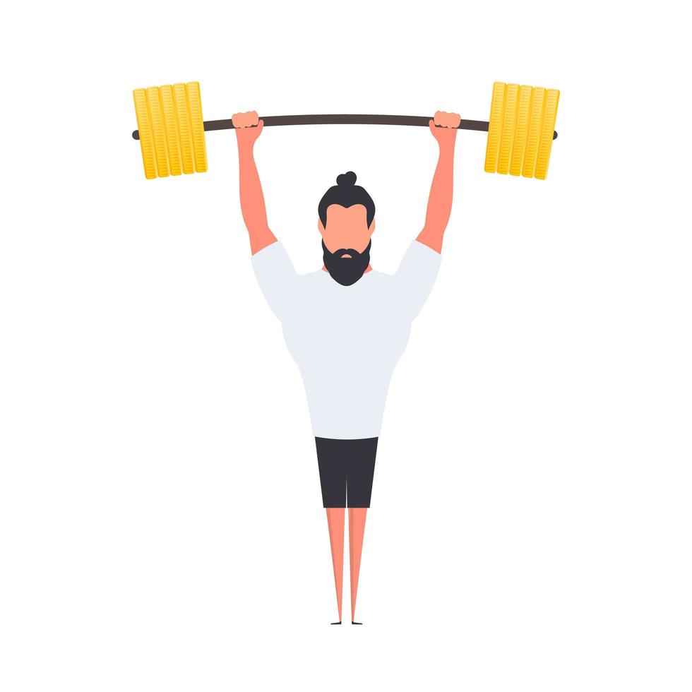 Athletes with raised barbells. Athlete Strong man set Isolated. Vector. vector