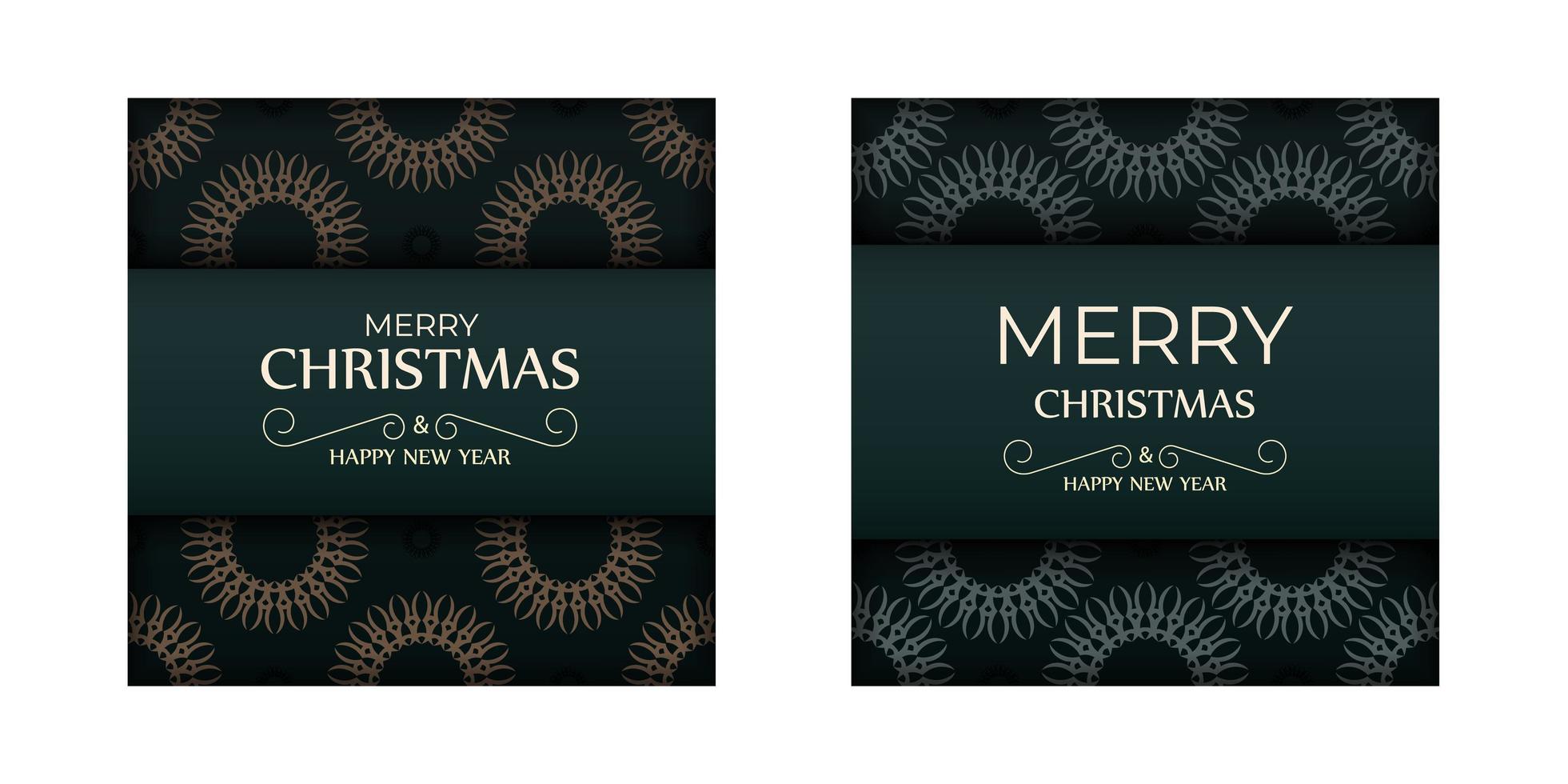 Festive Brochure Happy New Year in dark green color with winter yellow pattern vector