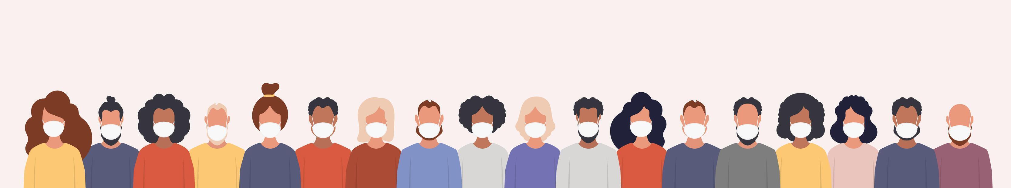 personas con máscaras médicas protectoras. usando una máscara facial. vector. vector