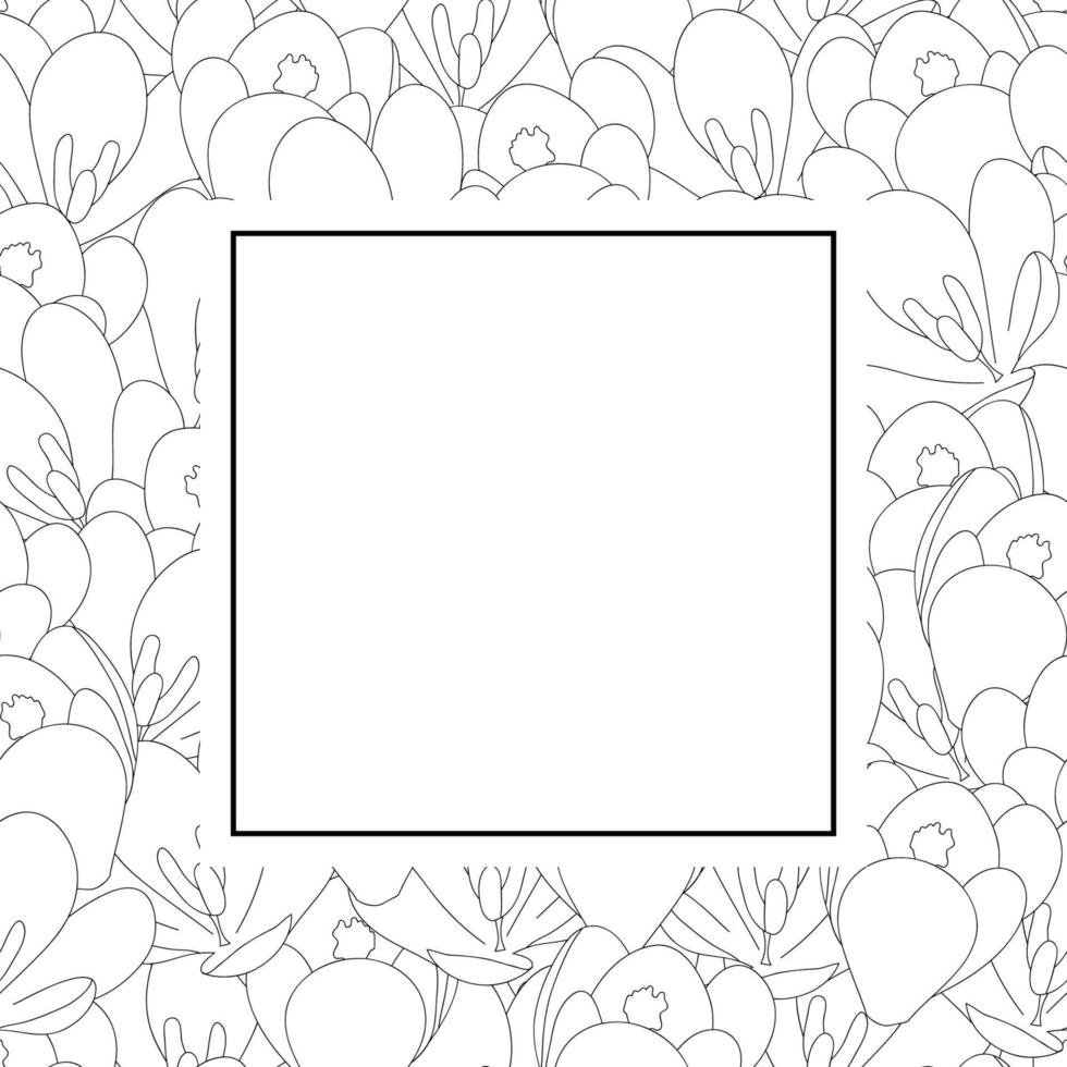 Crocus Flower Outline Banner Card vector