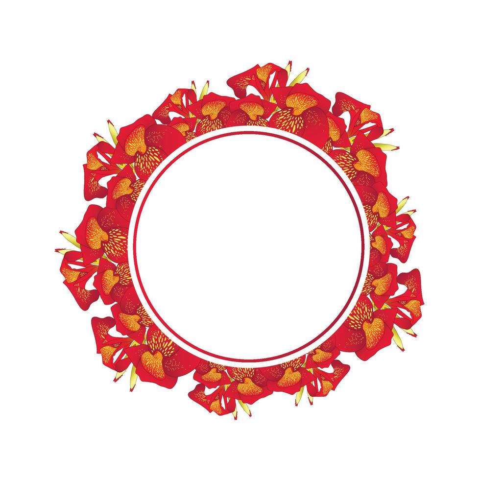 Red Canna lily Banner Wreath vector