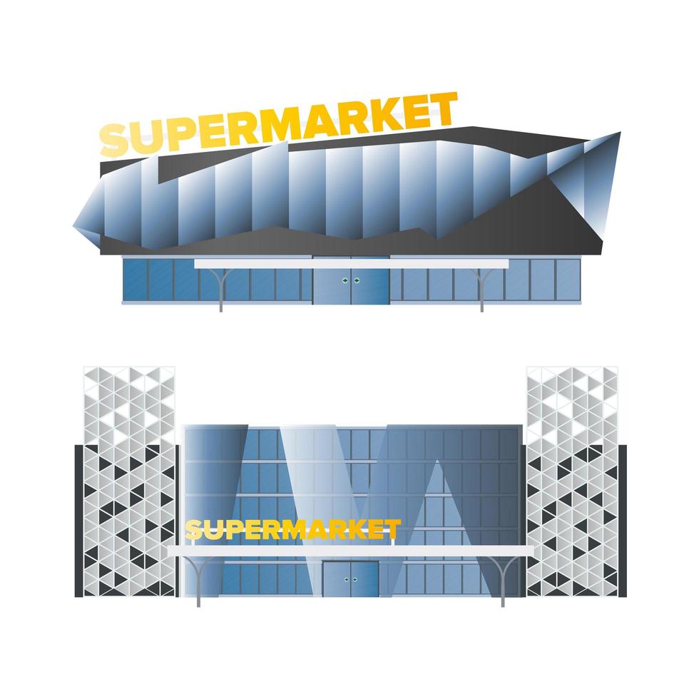 gran supermercado moderno aislado en un fondo blanco. vector de supermercado con estilo.