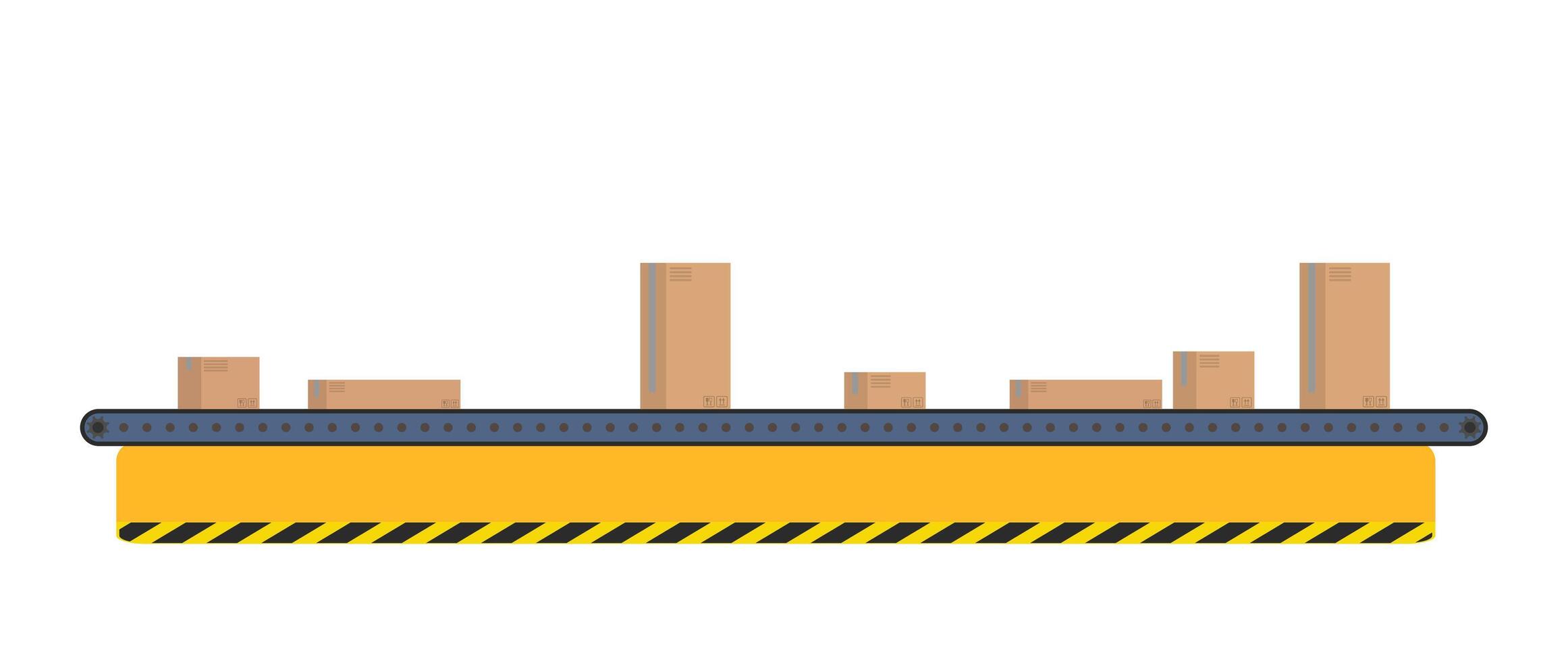 Conveyor line with boxes. Conveyor system in flat design. illustration vector