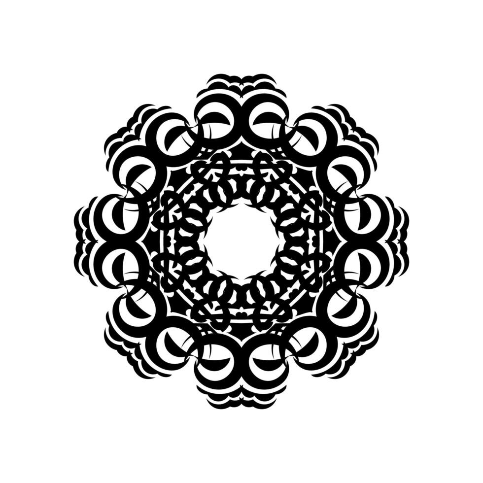 Indian mandala black and white. Circular ornament. Isolated element for design and coloring on a white background. vector