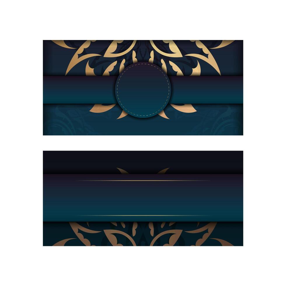 Two business cards with gold and blue designs vector