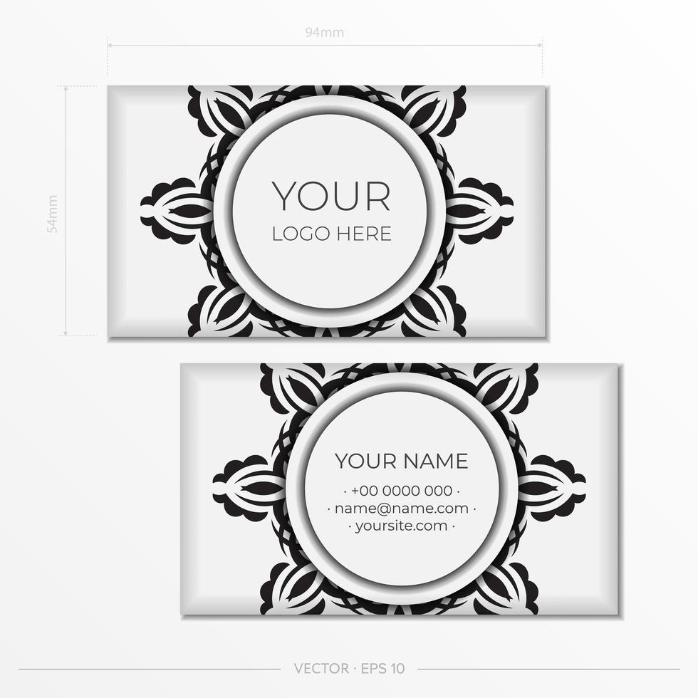 White luxury business cards template. Decorative business card ornaments, oriental pattern, illustration. vector