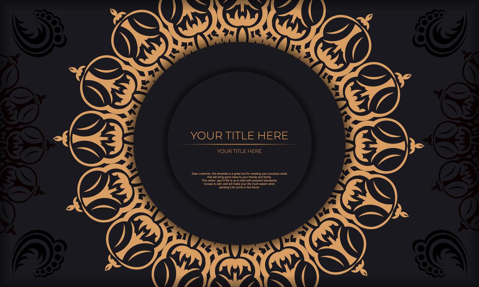 Golden frame with ornate pattern on black background vector
