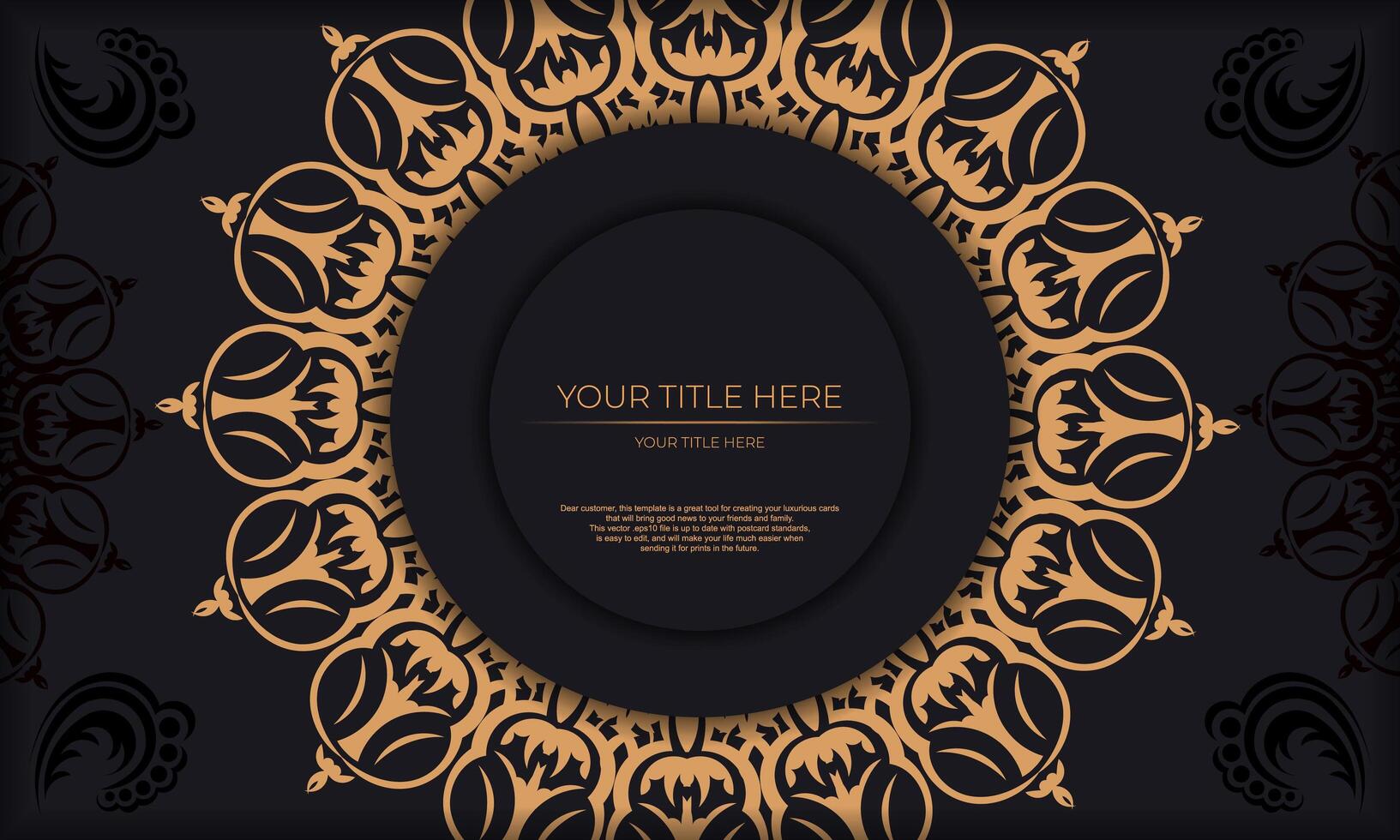 Black banner template with luxury ornaments and place for your design. Invitation card design with vintage patterns. vector